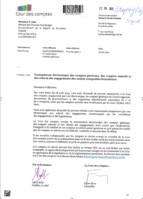 Courrier Cour des comptes